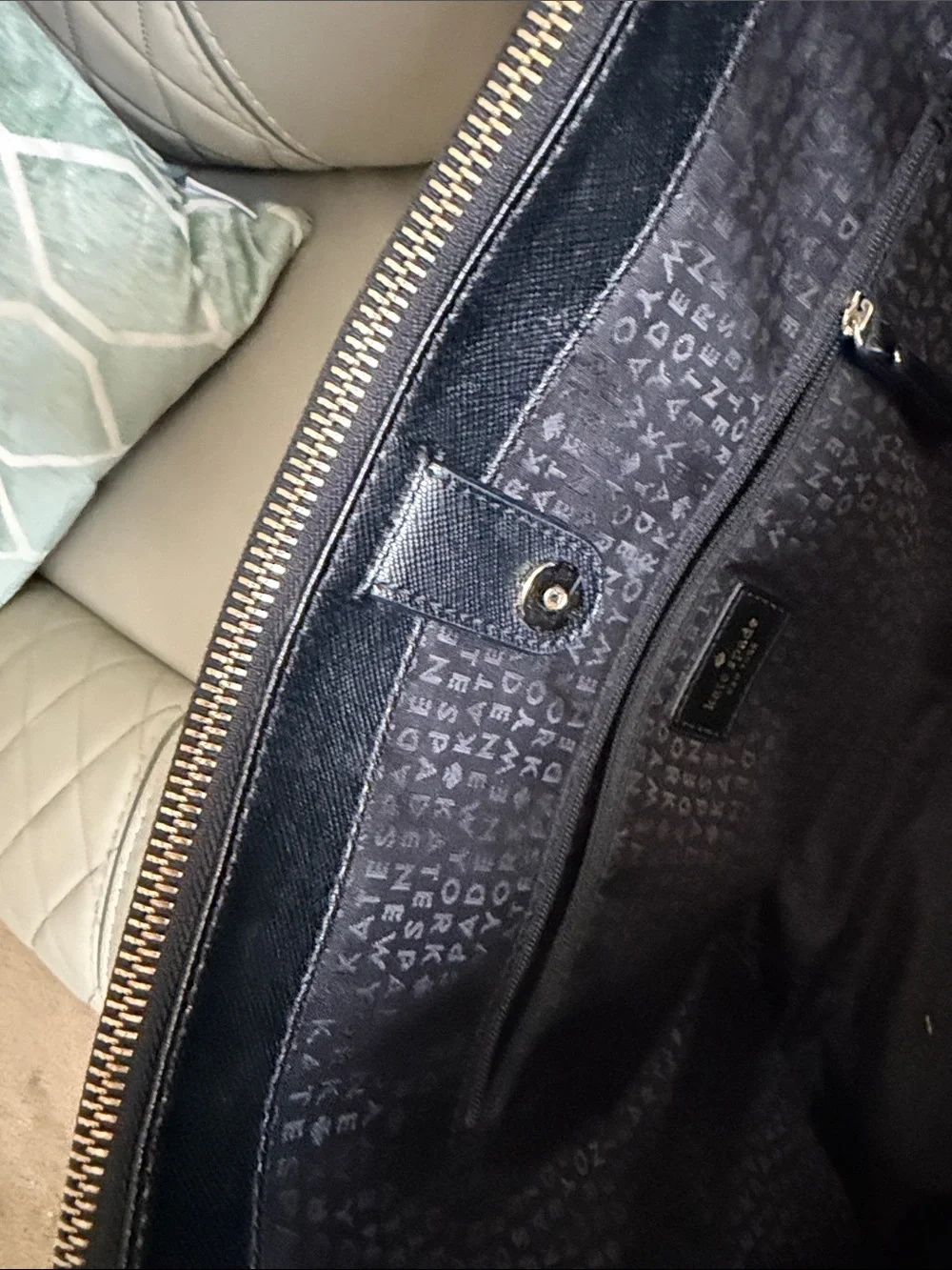 kate spade Black Leather Shoulder Tote with Gold Hardware